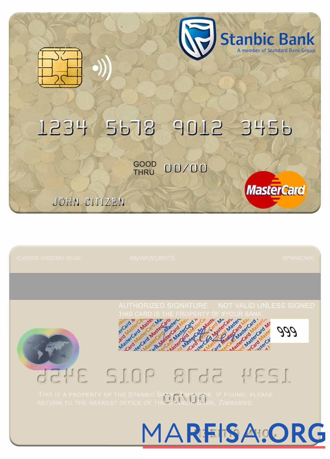 Blank Zimbabwe Stanbic Bank mastercard template